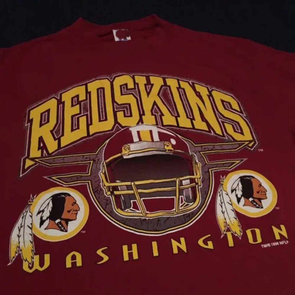 vintage style shirt sweater 1990s Washington Redskins Commanders Helmet
